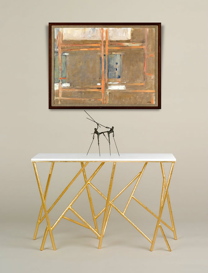 Seattle Console Table with golden detaild by Adam Williams Design