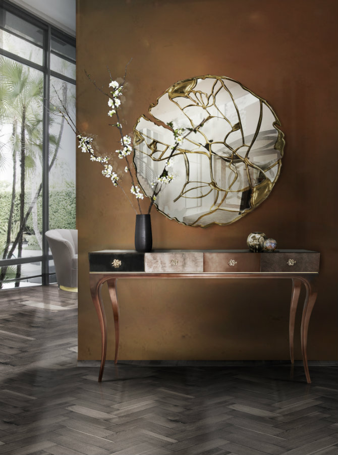 Modern Console table with venetian mirror
