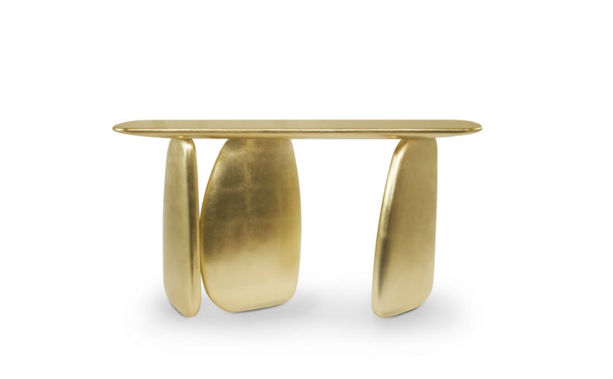 Modern console table at salone del mobile