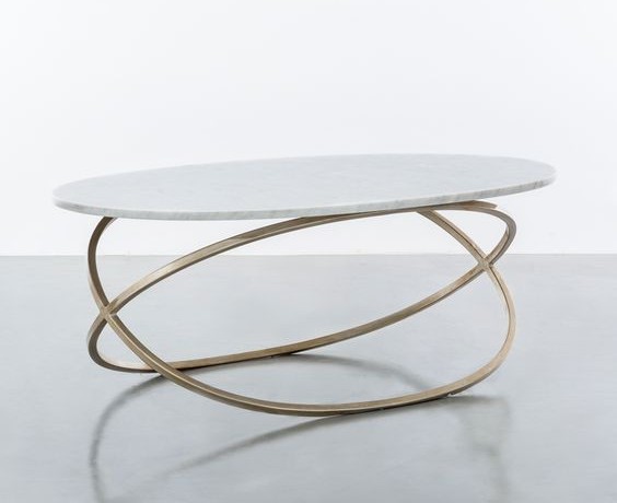 oval brass console table